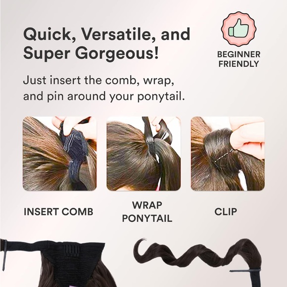 INH 26” Ponytail Hair Extensions Jet Black -2 Available! - Picture 8 of 15